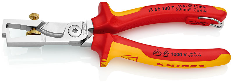 Odizolovací kleště s kabelovými nůžkami KNIPEX StriX 13 66 180 T