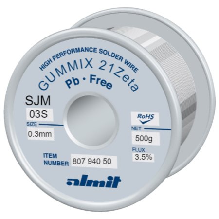 bezolovnatá pájka, Gummix 21Zeta - Průměr Pájky: 1,6 mm - 500 g