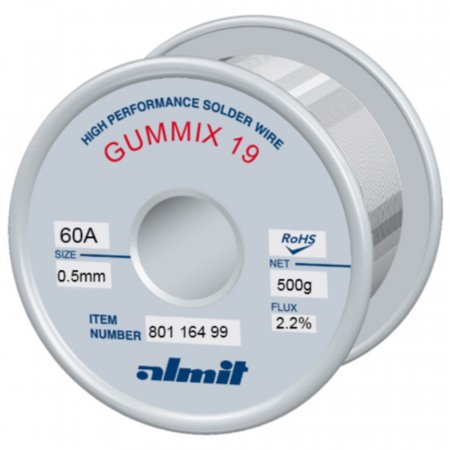 Pájka obsahující olovo, Gummix-19 - Průměr Pájky: 0,5 mm - 500 g