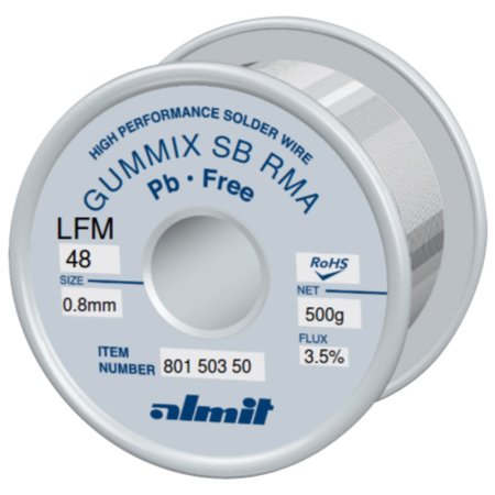 bezolovnatá pájka, Gummix SB RMA LFM-48 - Průměr Pájky: 0,65 mm - 800 g