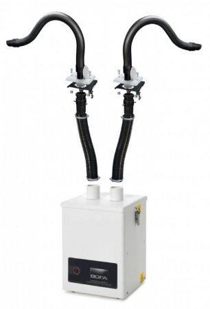 BOFA Systém V250 - Varianty V250: Odsávací jednotka2x Pružná hadice průměru 50mm a délce 1,5 m  2x odsávací rameno o délce 65 cm 2x konzola pro uchycení odsávacího ramene Kombi filtr a první filtr