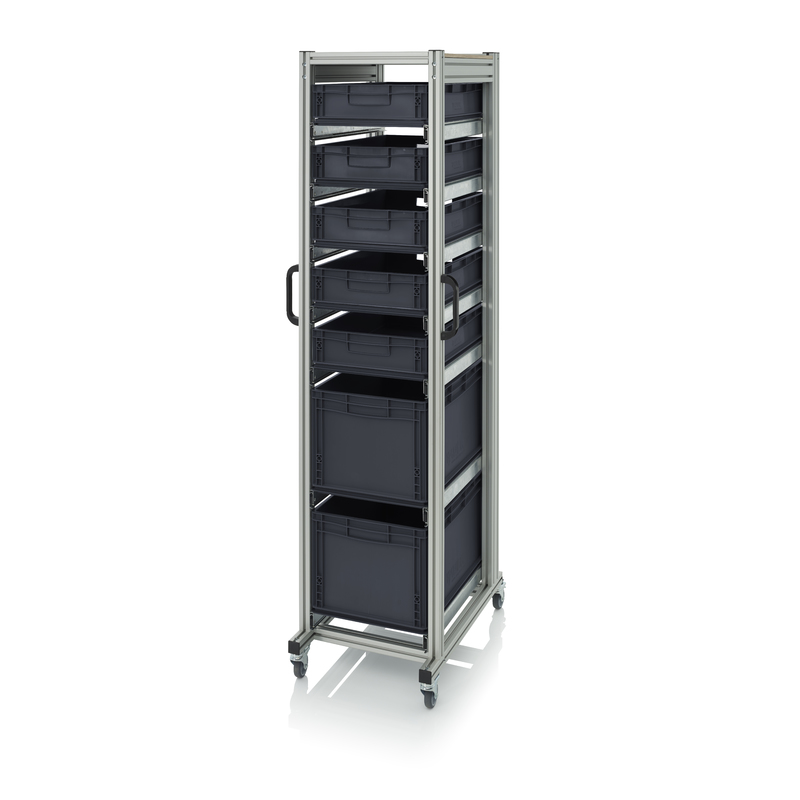 ESD systémové přepravní podvozky pro euro přepravky výška 200cm 7 x výsuv, 2 x ESD EG 64/32 HG, 5 x ESD EG 64/12 HG
