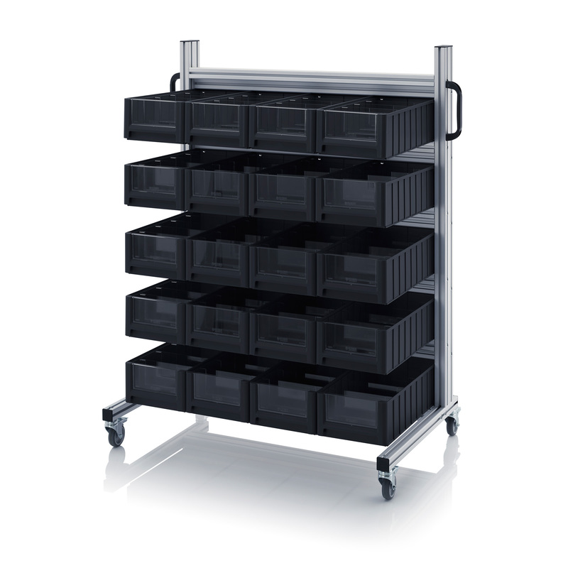 ESD systémové přepravní podvozky pro regálové přepravky 20 x ESD RK 3214 (30 x 23,4 x 14 cm)