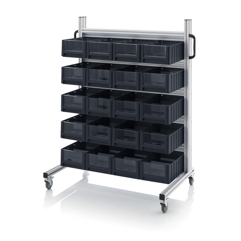 ESD systémové přepravní podvozky pro regálové přepravky 20 x ESD RK 4214 (40 x 23,4 x 14 cm)