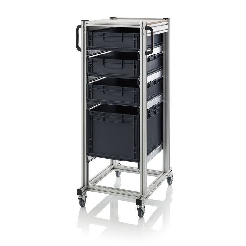 ESD systémové přepravní podvozky pro euro přepravky výška 134cm 4 x výsuv, 3 x ESD EG 64/12 HG, 1 x ESD EG 64/32 HG