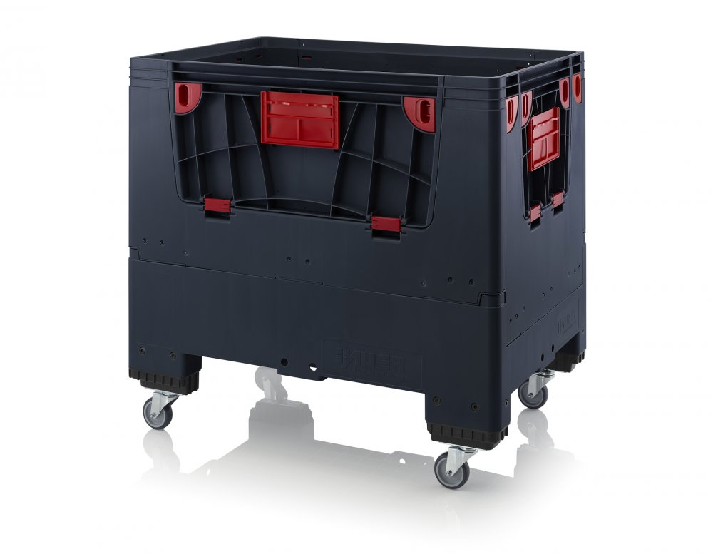 Skládací ESD big boxy se 4 dvířky 120 x 80 x 110 cm 4 kolečka
