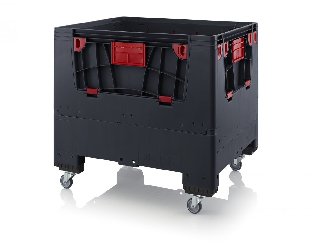 Skládací ESD big boxy se 4 dvířky 120 x 100 x 110 cm 4 kolečka